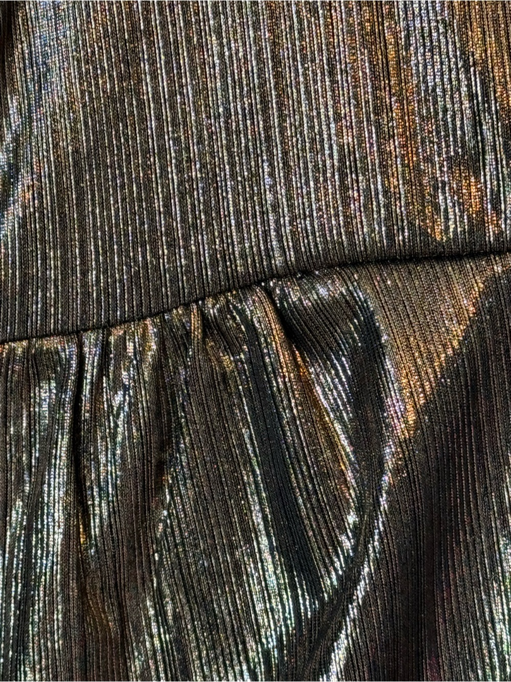 Bronze Metallic Ruffle Neck Top Small - Picture 4 of 6